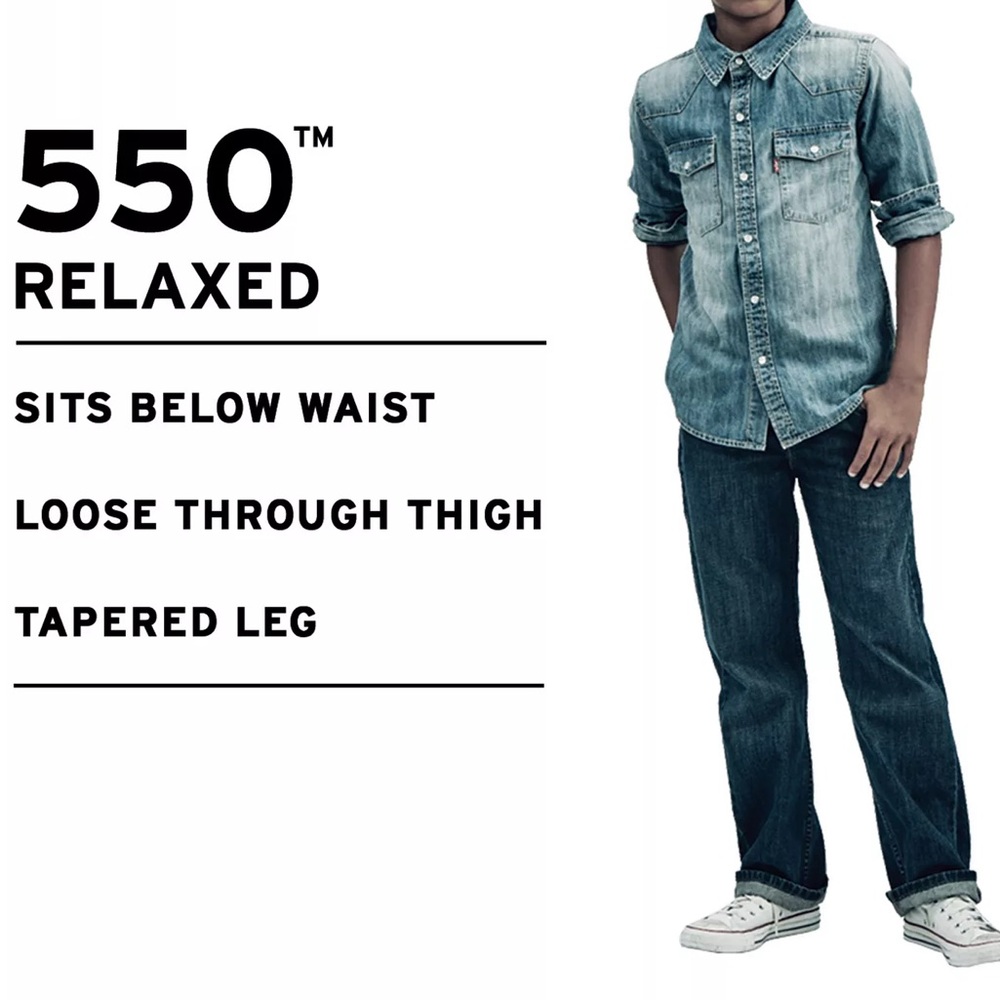 Levi’s Boys 550 Jeans Size 10 Regular W 25 L 25 Below Waist Dark Stone Wash
